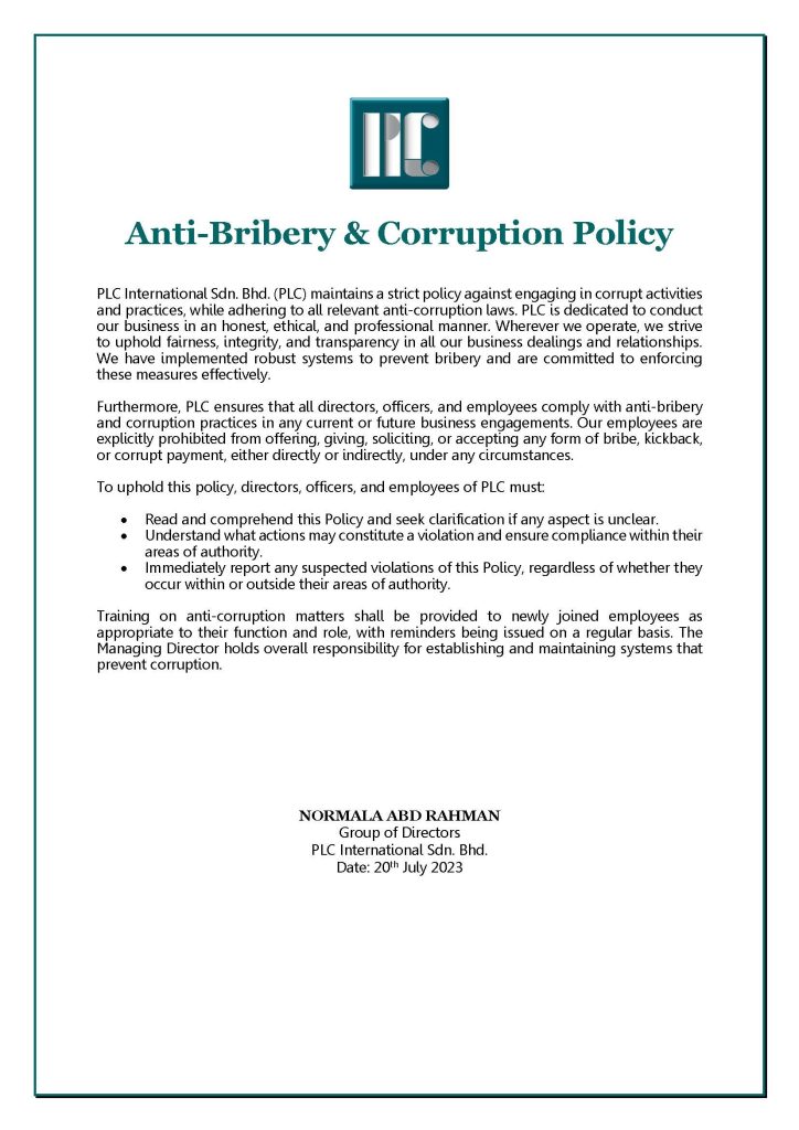 Anti-Bribery & Corruption Policy