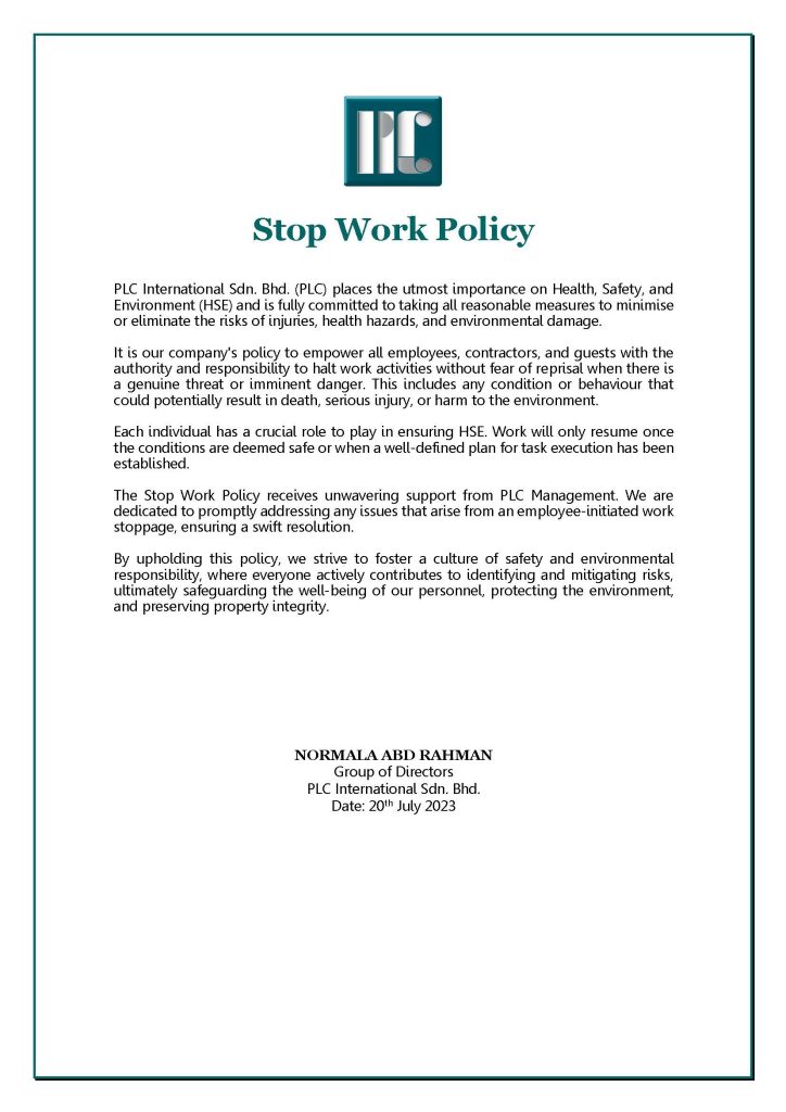 Stop Work Policy
